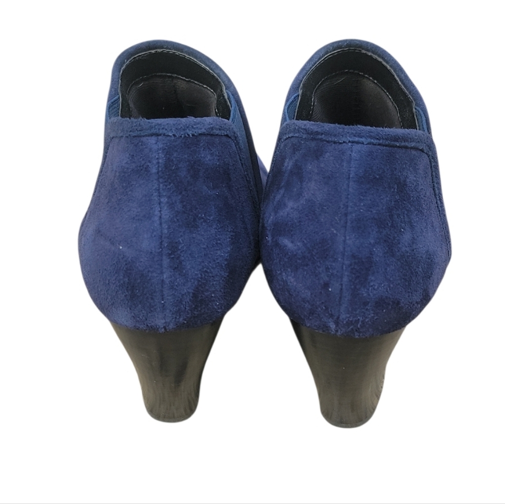 Vaneli blue suede women's block heel ankle slip on booties size 8.5 - Picture 3 of 7